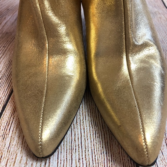 Sesto Meucci Gold Mid Calf Boots Sz 8 - Picture 2 of 8